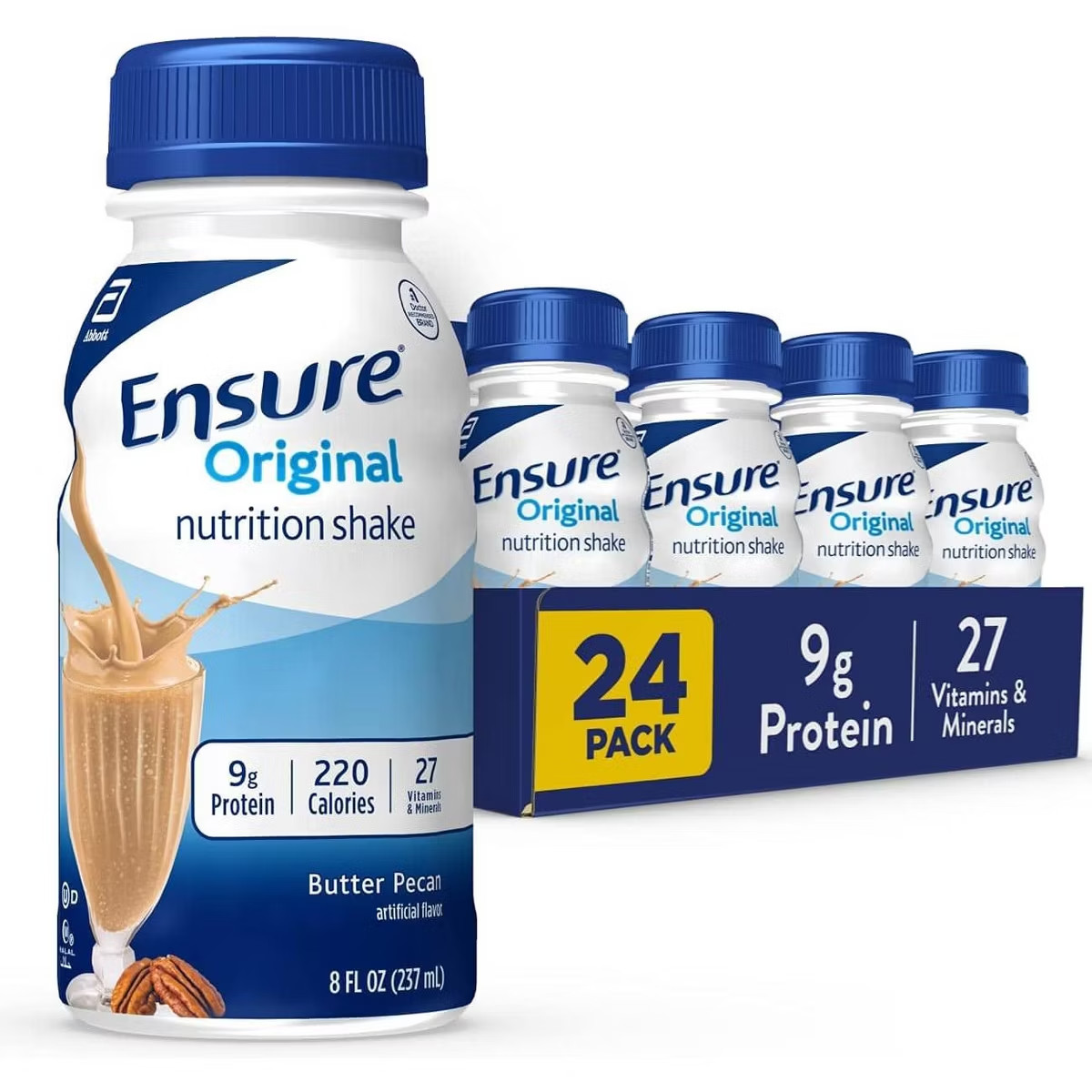Ensure Original Shake Butter Pecan Meal Replacement 8 Oz 24 Count Exp 9/2026