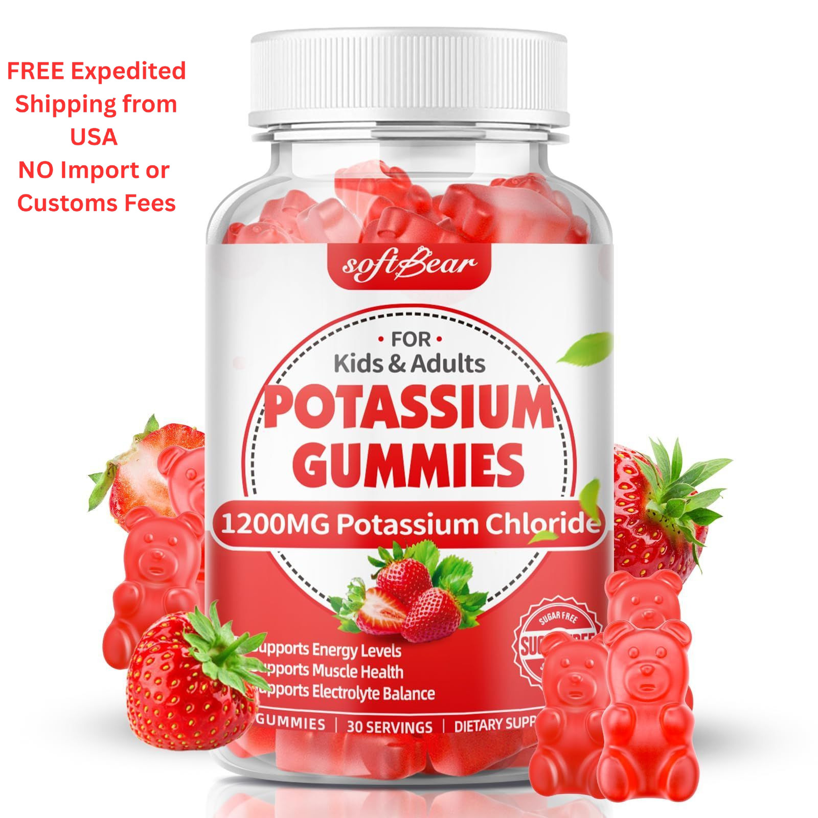 softbear Potassium Gummies for Adults, Sugar Free 60 Count (Pack of 1)