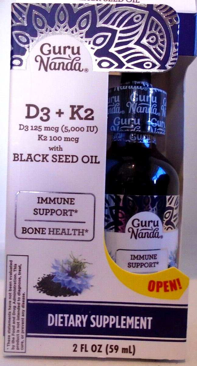Guru Nanda D3+K2 Black Seed Oil Supplement Expires 9/2024+