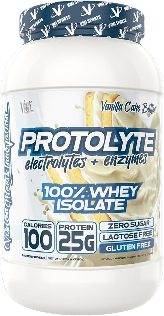 VMI Sports, ProtoLyte Whey Isolate Protein Powder, Vanilla Cake Batter, 1.6