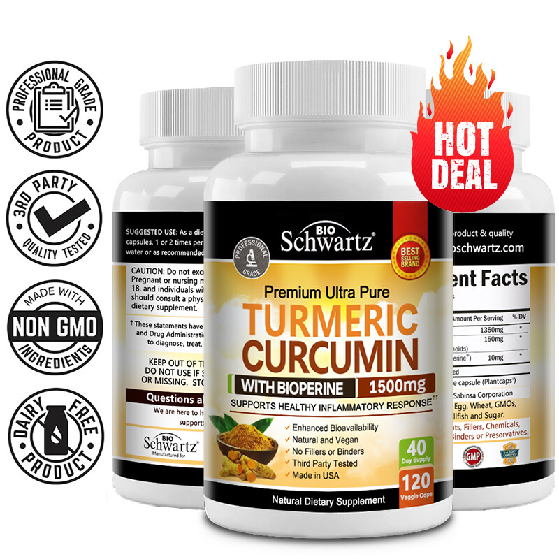 Turmeric Capsules 1500mg + Ginger + Black Pepper | 120 Capsules – Supplement