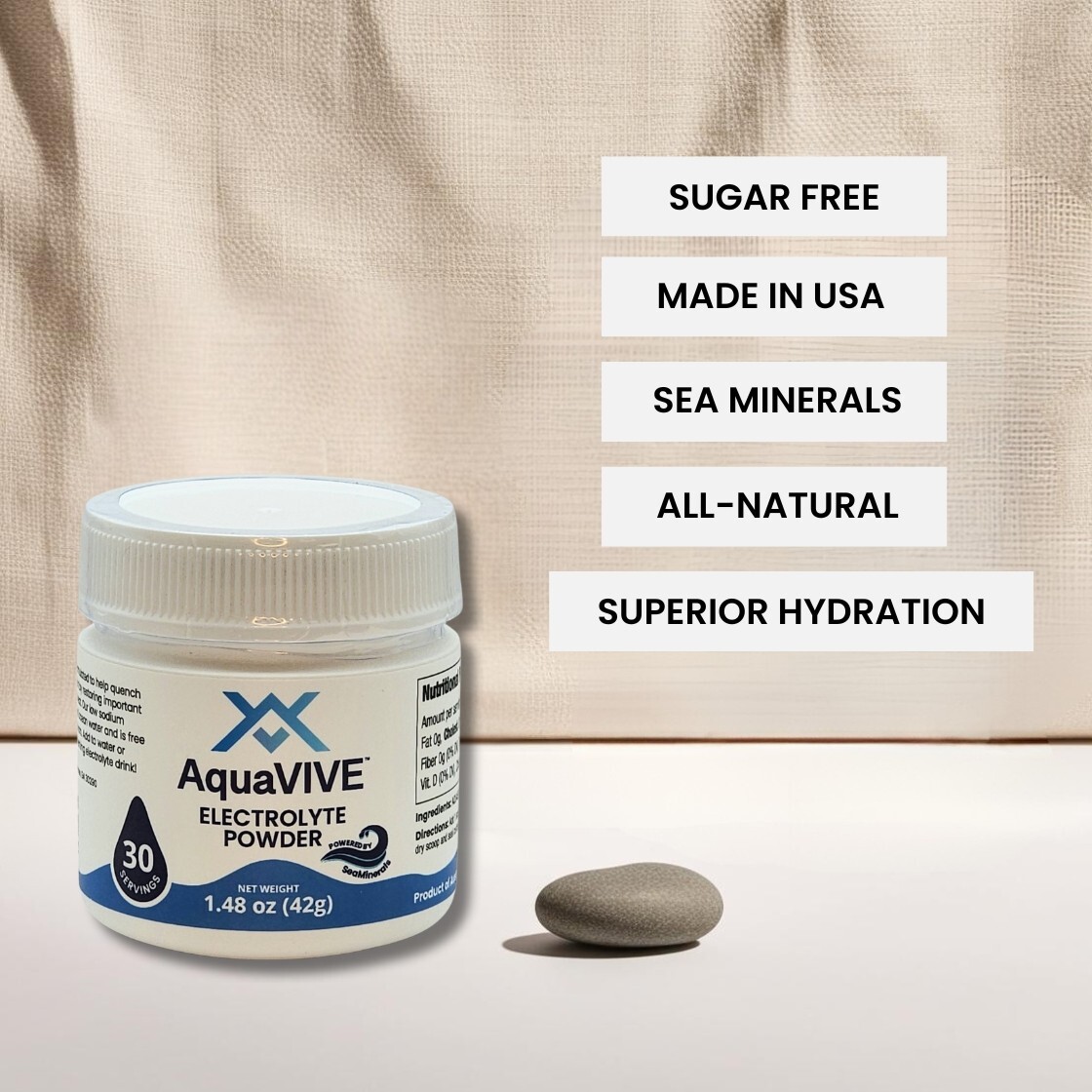 AquaVIVE™- Trace Minerals Electrolytes, Unflavored, Low-Sodium – 30 Servings