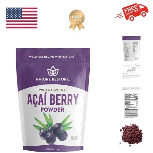 Wild Harvested Acai Berry Powder, 8 Ounces, Non GMO, Gluten Free, Brazilian W…