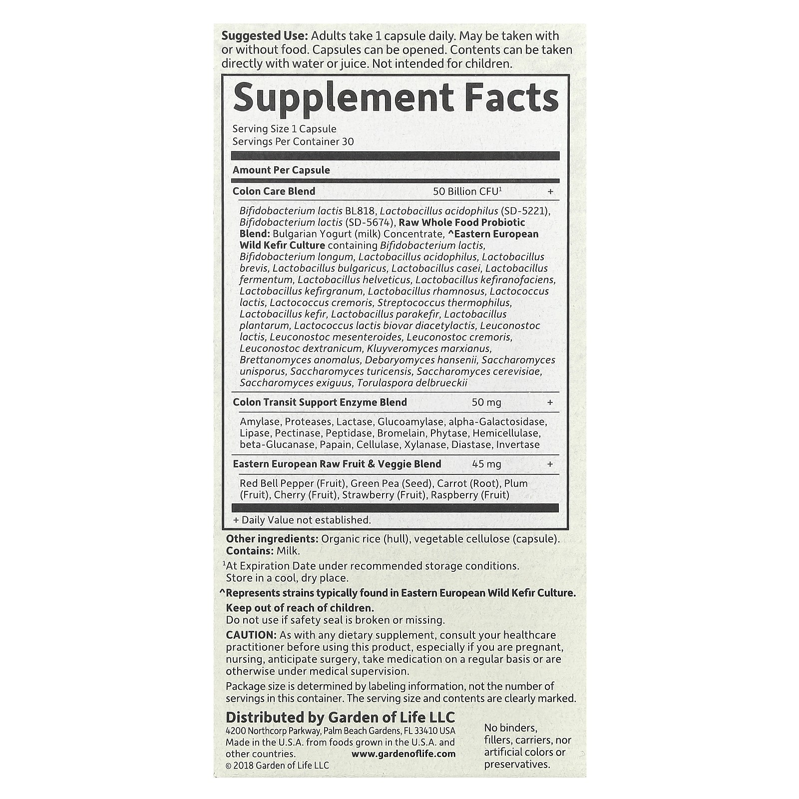 RAW Probiotics, Colon Care, 30 Vegetarian Capsules