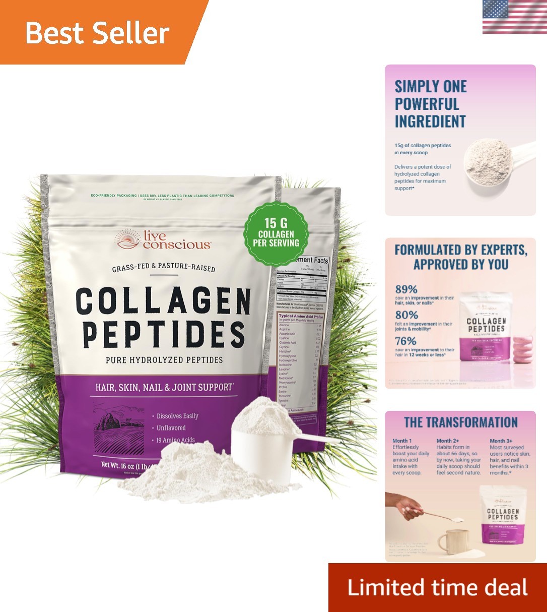 Brand New Powder 16oz Natural Collagen Supplement