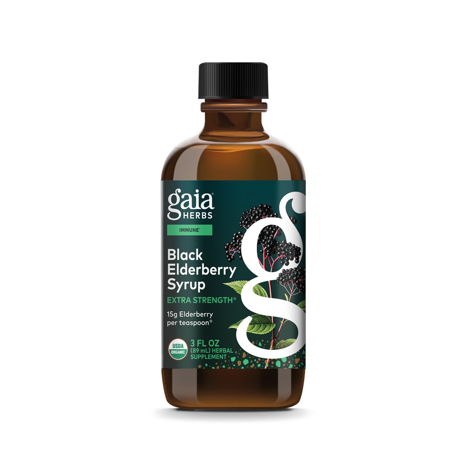 Gaia Herbs Black Elderberry Syrup – Made with 3 Fl Oz (Pack of 1), Clear