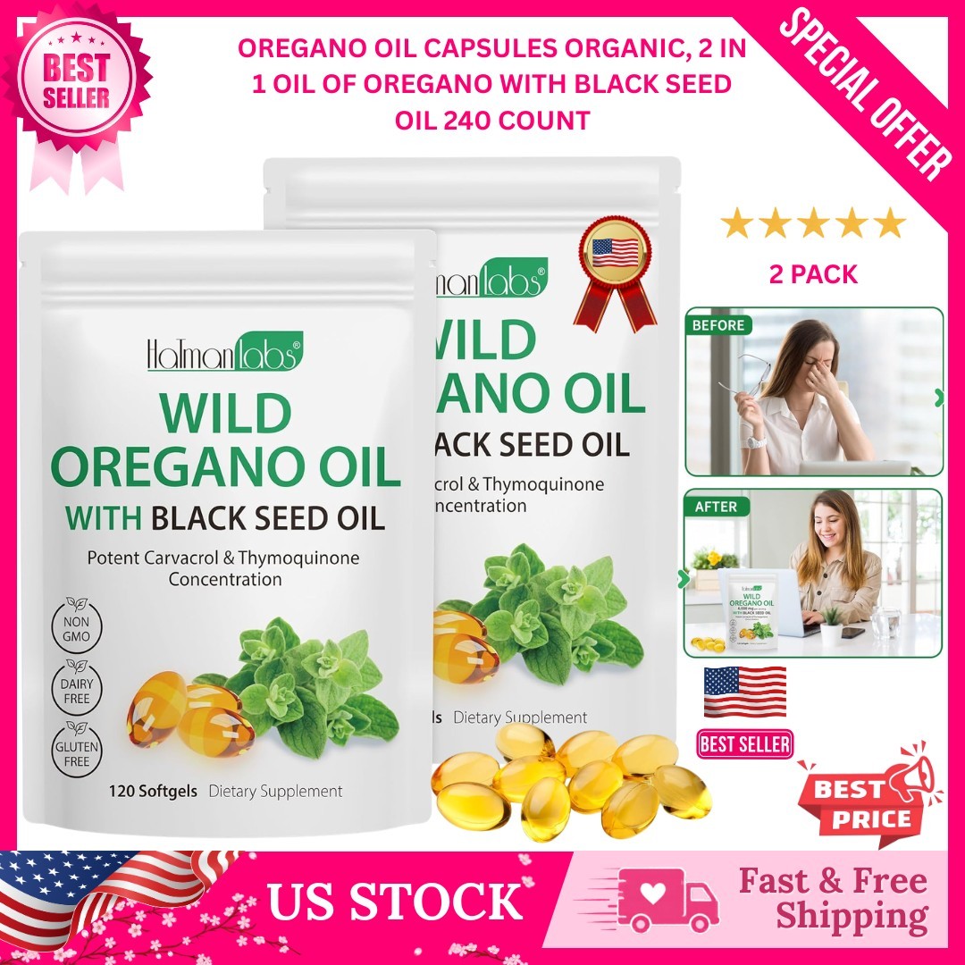 (2 Pack) Resilia Oil Of Oregano With Black Seed Oil 6,000MG NEW USA STOCK Free
