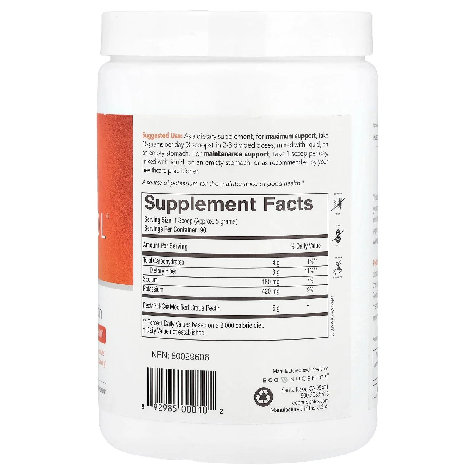 2 X Econugenics, PectaSol� Modified Citrus Pectin, 16 oz (454 g)