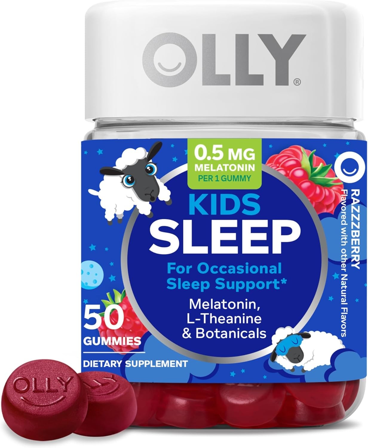 OLLY Kids Sleep Gummy, 0.5mg Melatonin, L Theanine, Chamomile, and Lemon Balm, C