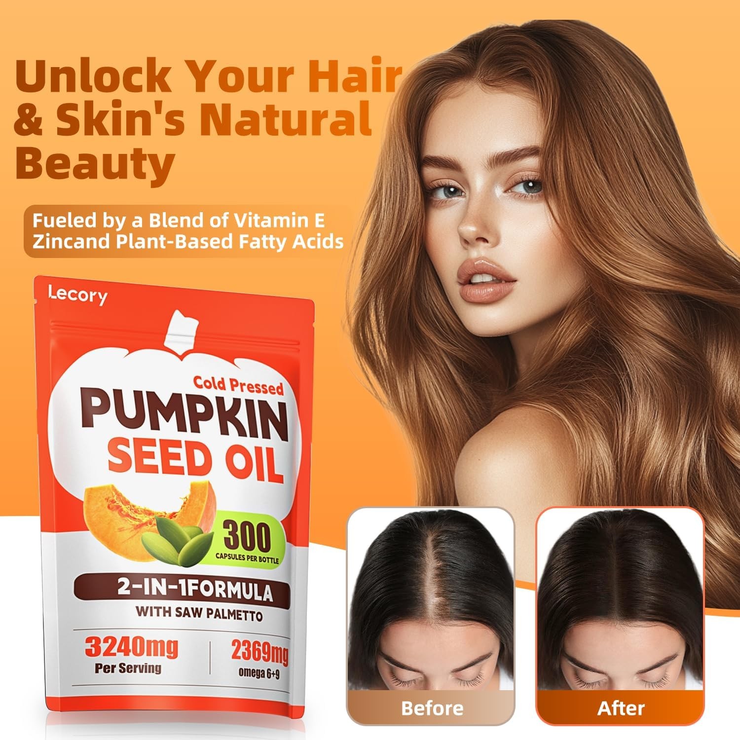 Pumpkin Seed Oil Capsules with Saw Palmetto 3240mg 300 Softgels Cold Pressed