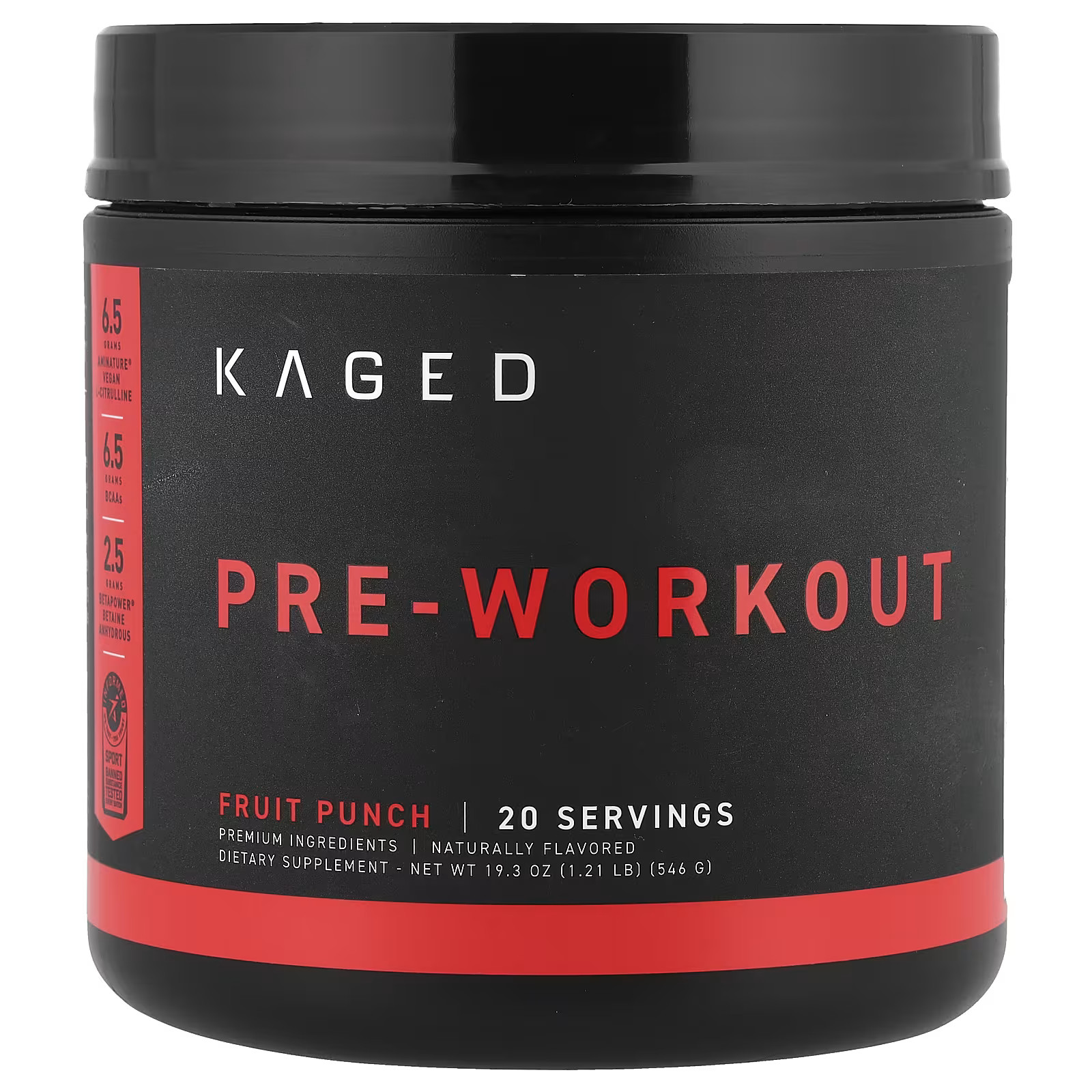 2 X Kaged, Pre-Workout, Fruit Punch, 1.21 lb (546 g)-Worldwide