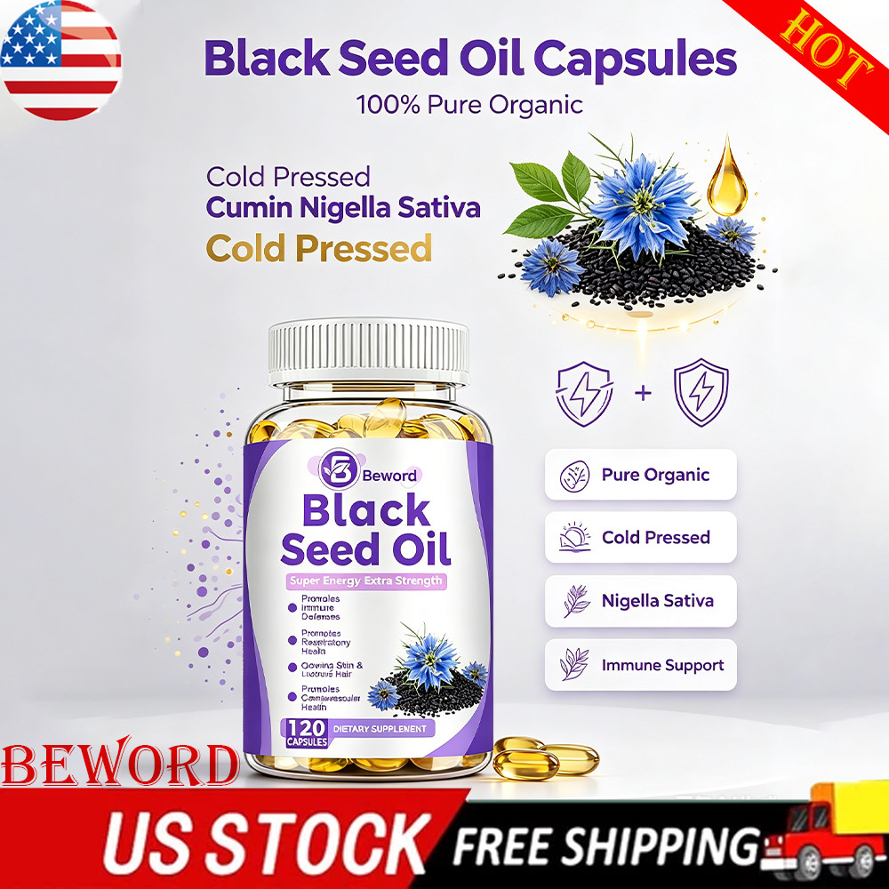 Black Seed Oil Capsules – 100% Pure Organic COLD PRESSED Cumin Nigella Sativa-