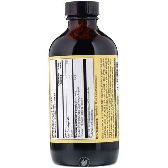 Honey Gardens Elderberry Syrup 8 fl.oz / 240 mL Each (Pack of 4)