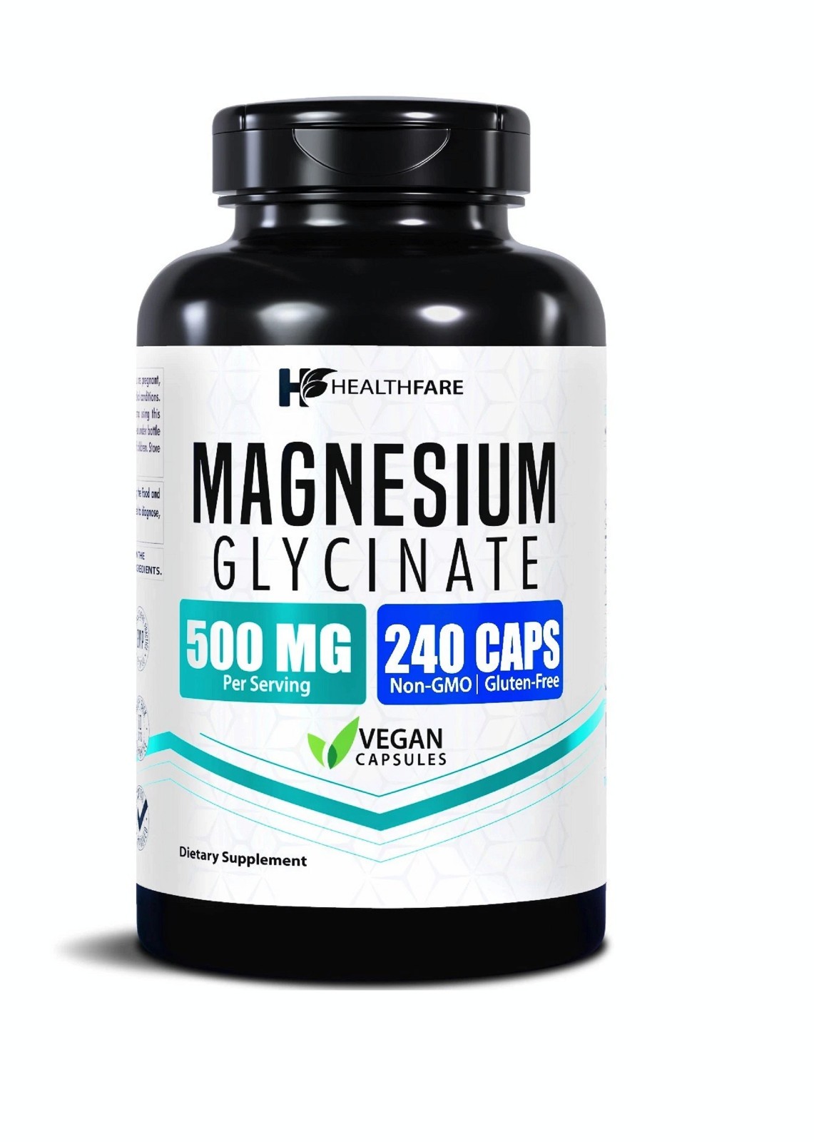 HealthFare Magnesium Glycinate 500mg | 240 Veg Capsules | High-Absorption