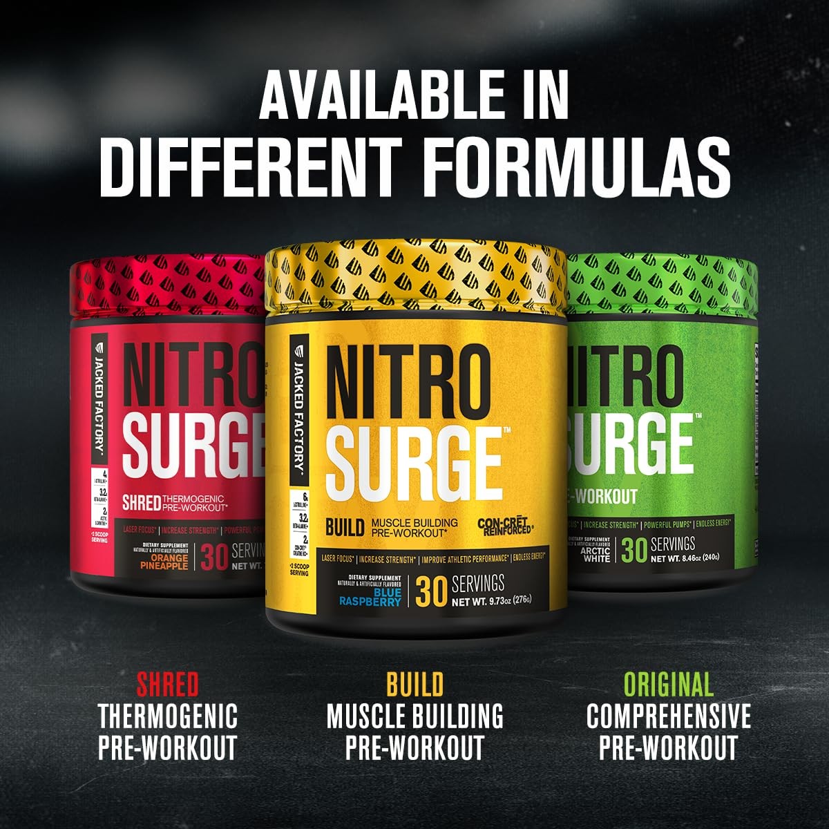 Jacked Factory Nitrosurge Build Pre Workout with 30 Servings (Pack of 1)