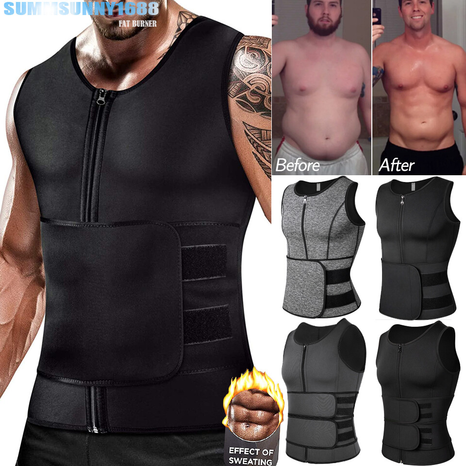 Men Waist Trainer Body Shaper Sauna Sweat Tank Undershirt Shapewear Tops Vest US
