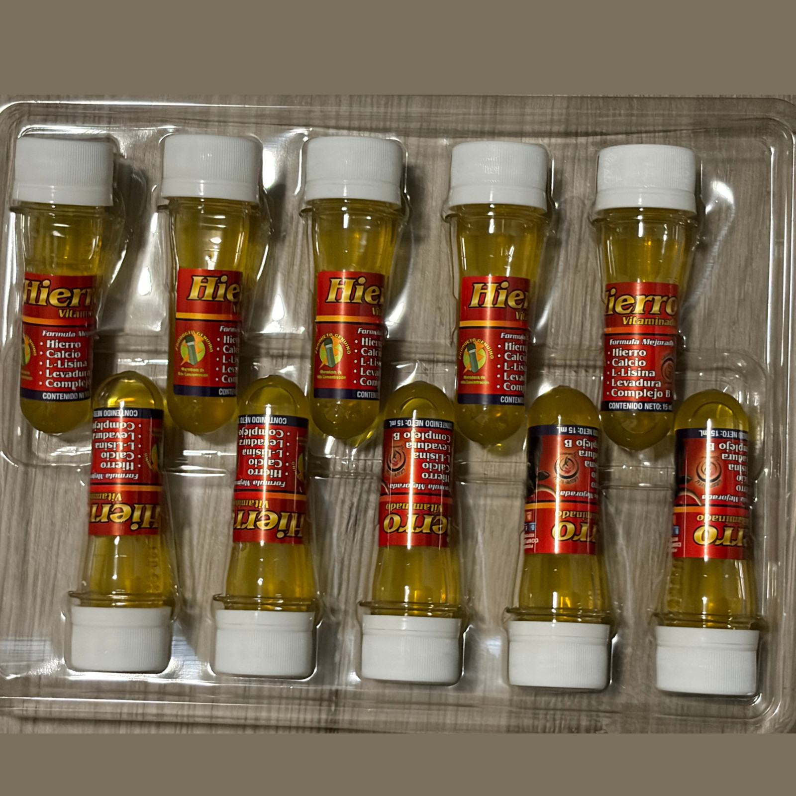 Hierro Vitaminado, Iron Liquid Dietary Supplement 10 x 15ml Ampolletas