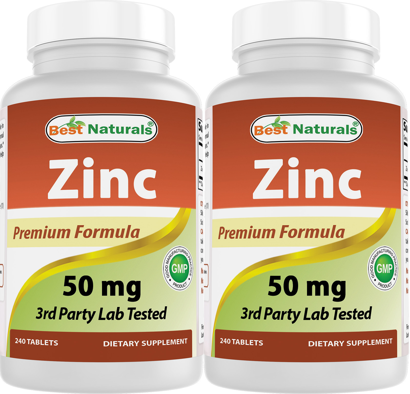 2 Pack Best Naturals Zinc 50 mg 240 Tablets