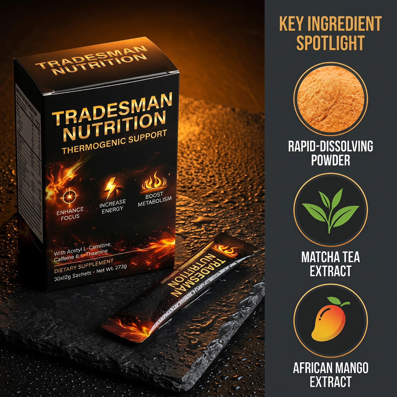 Tradesman Nutrition Shred Original Thermogenic Powder Men Energy Focus Supplemen