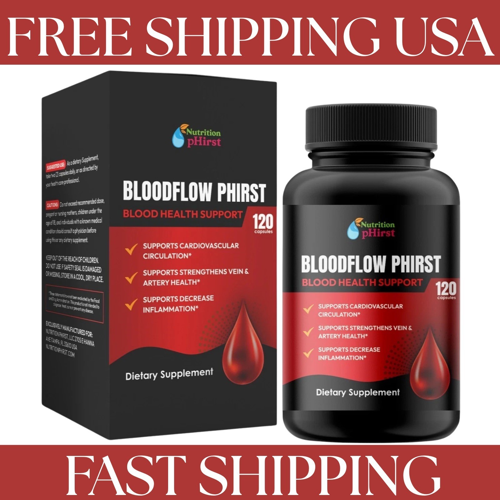 Healthy Flow Blood Health Support Cardiovascular Circulation Formula 120 Capsule