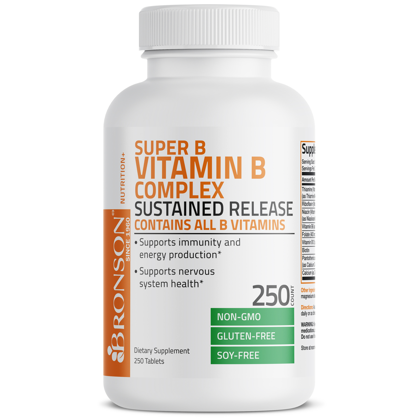 VITAMIN B COMPLEX Sustained Release B1, B2, B3, B6, Folic Acid, B12, 250 Tablets