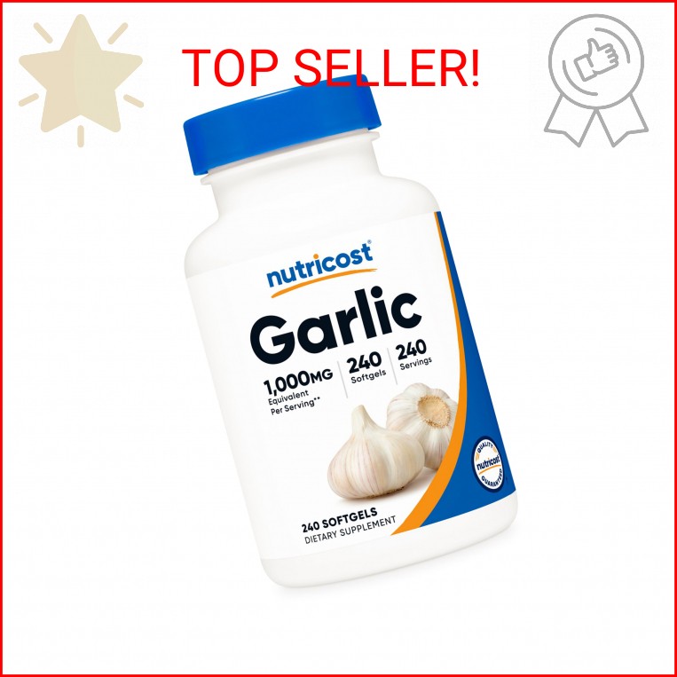 Nutricost Garlic 1000mg, 240 Softgels – Odorless, Premium Gluten Free Supplement