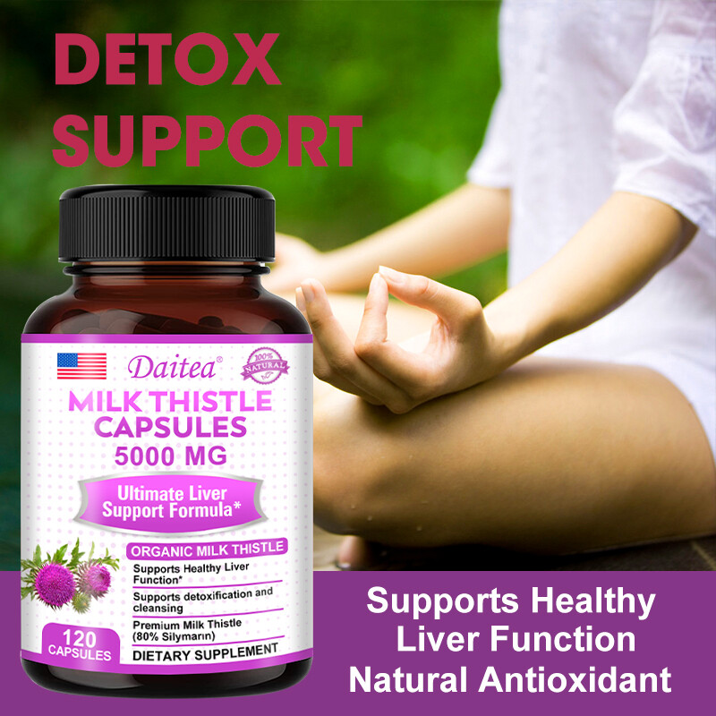 Milk Thistle Capsules 5000mg Silymarin liver cleanser liver detox cardio organic