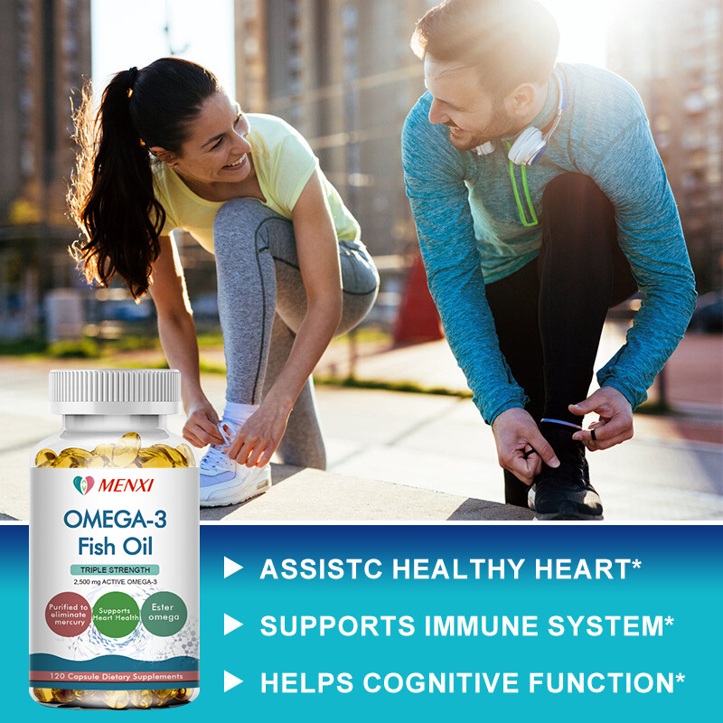 Omega 3 Fish Oil Capsules 3x Strength 1500mg EPA & DHA, Highest Potency MENXI