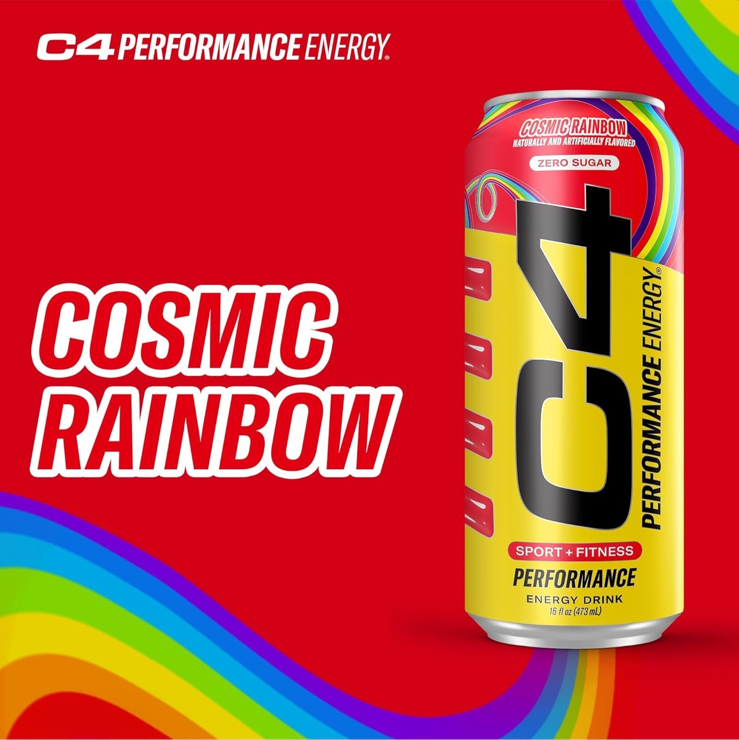 Performance Energy Drink Cosmic Rainbow, Zero Sugar Carbonated Preworkout Ene…