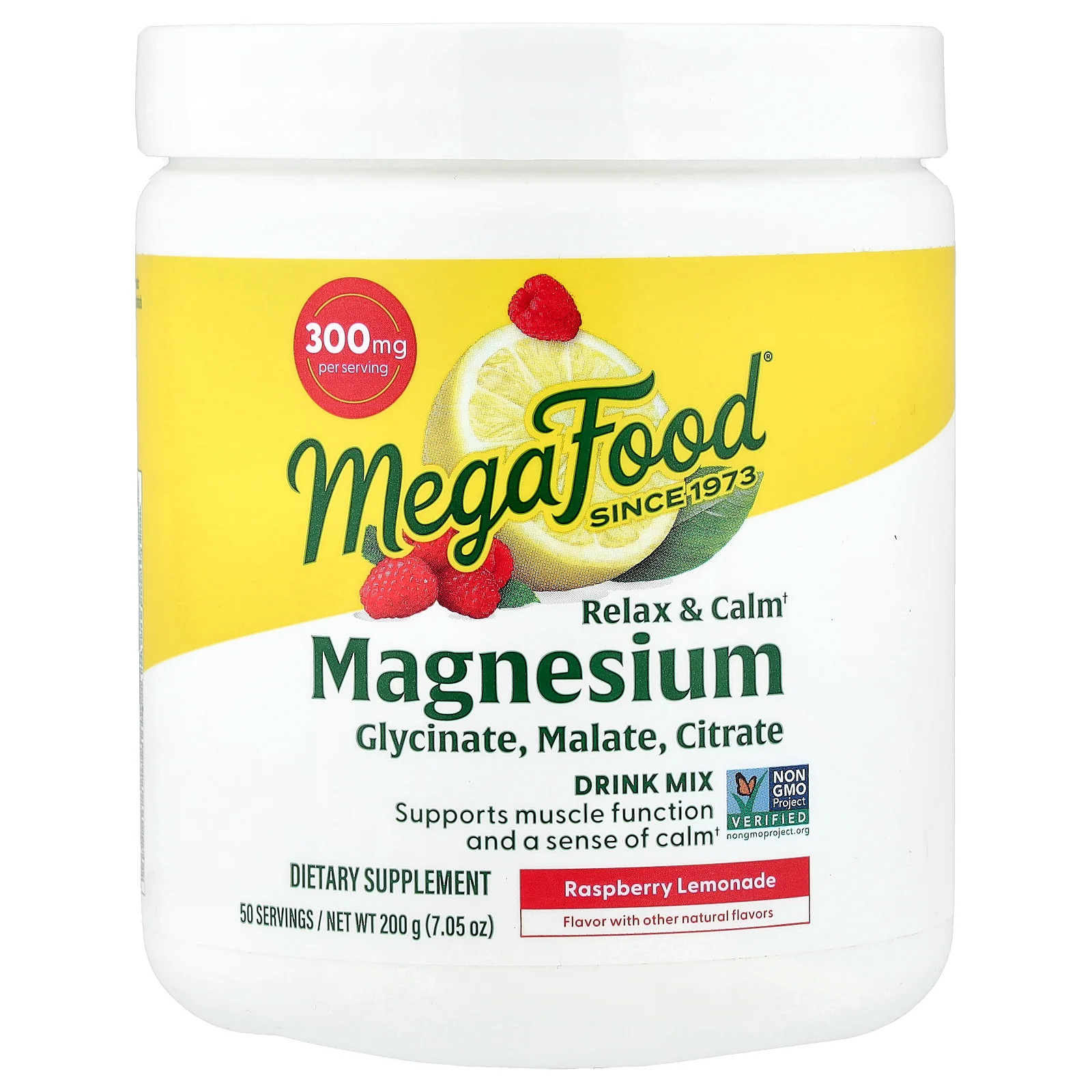 2 X MegaFood, Relax & Calm Magnesium, Drink Mix, Raspberry Lemonade, 7.05 oz (2
