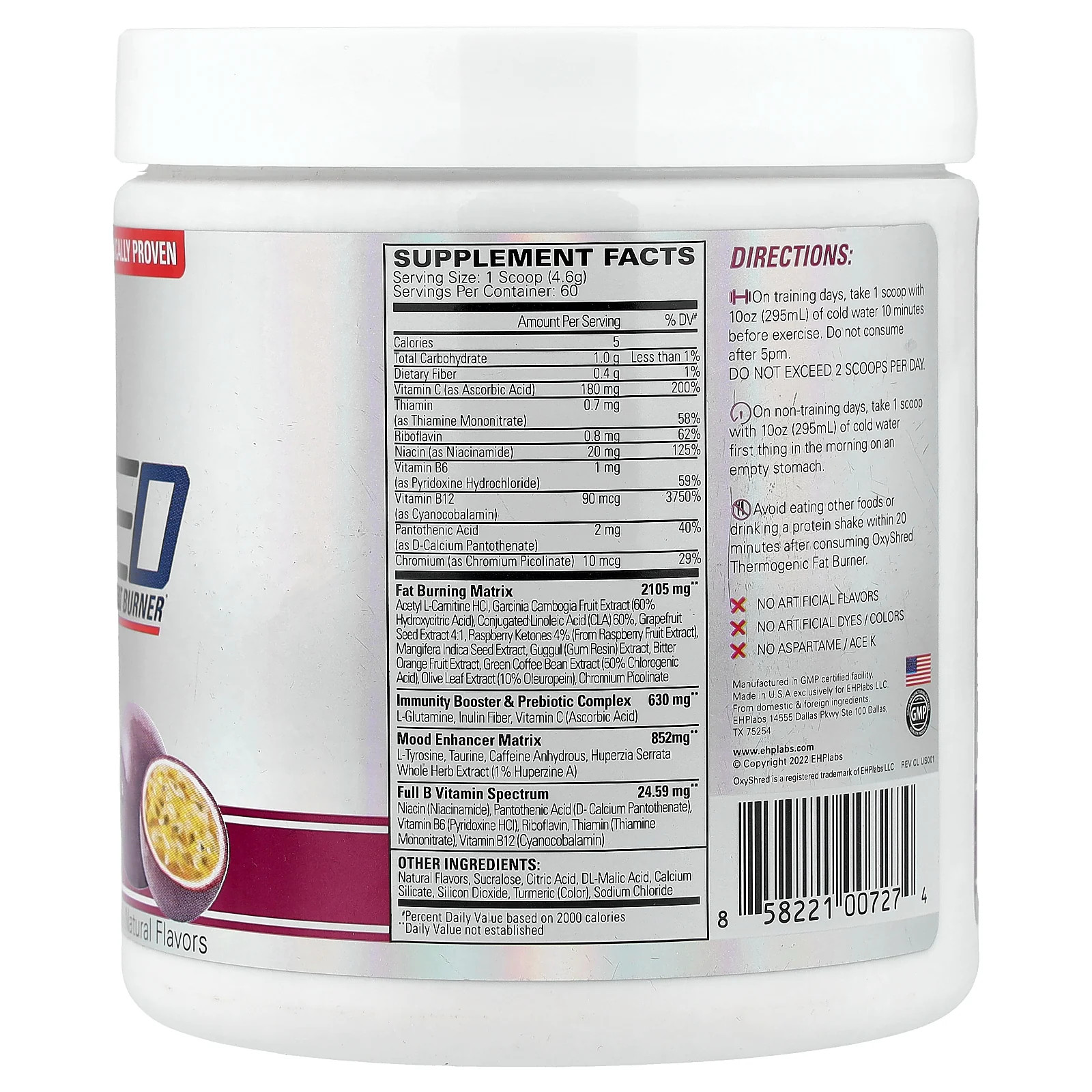 2 X EHPlabs, OxyShred, Thermogenic Fat Burner, Passionfruit, 9.73 oz (276 g)