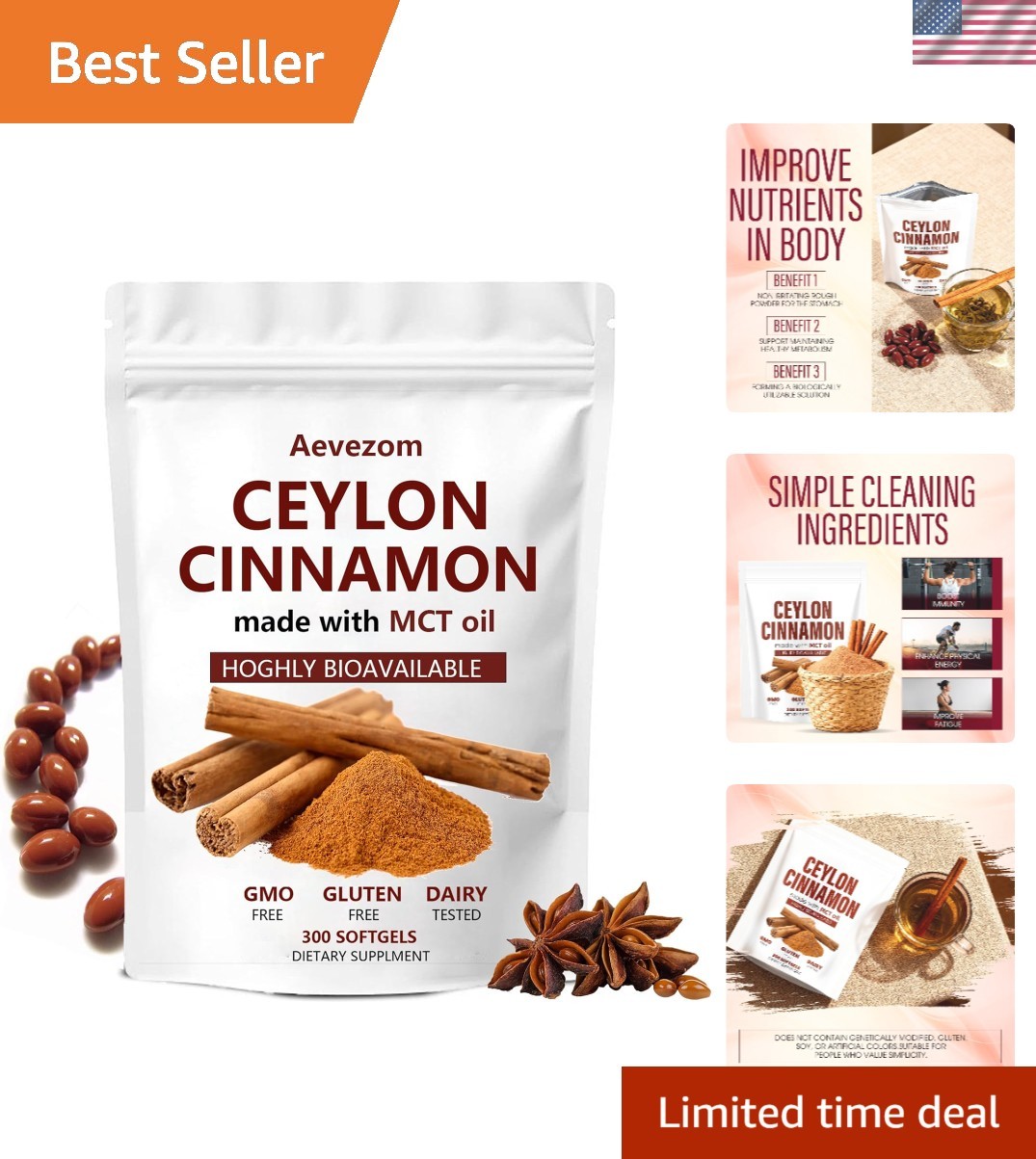 Ceylon Cinnamon 7,200Mg Equivalent | 300 Softgels with MCT Oil | Highly Bioavail