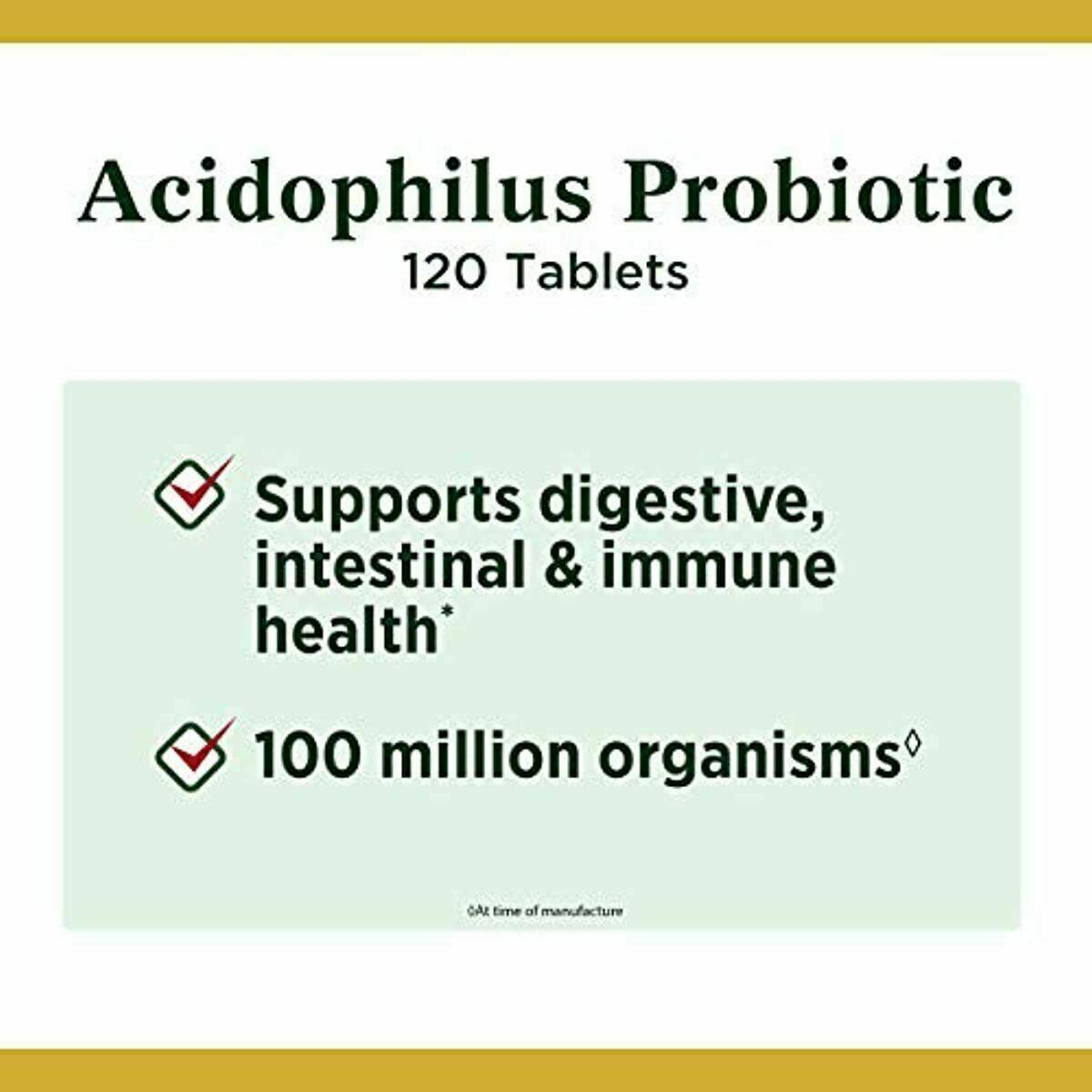 Acidophilus Probiotic Nature’s Bounty Supplement Digestive Health 120 tablets