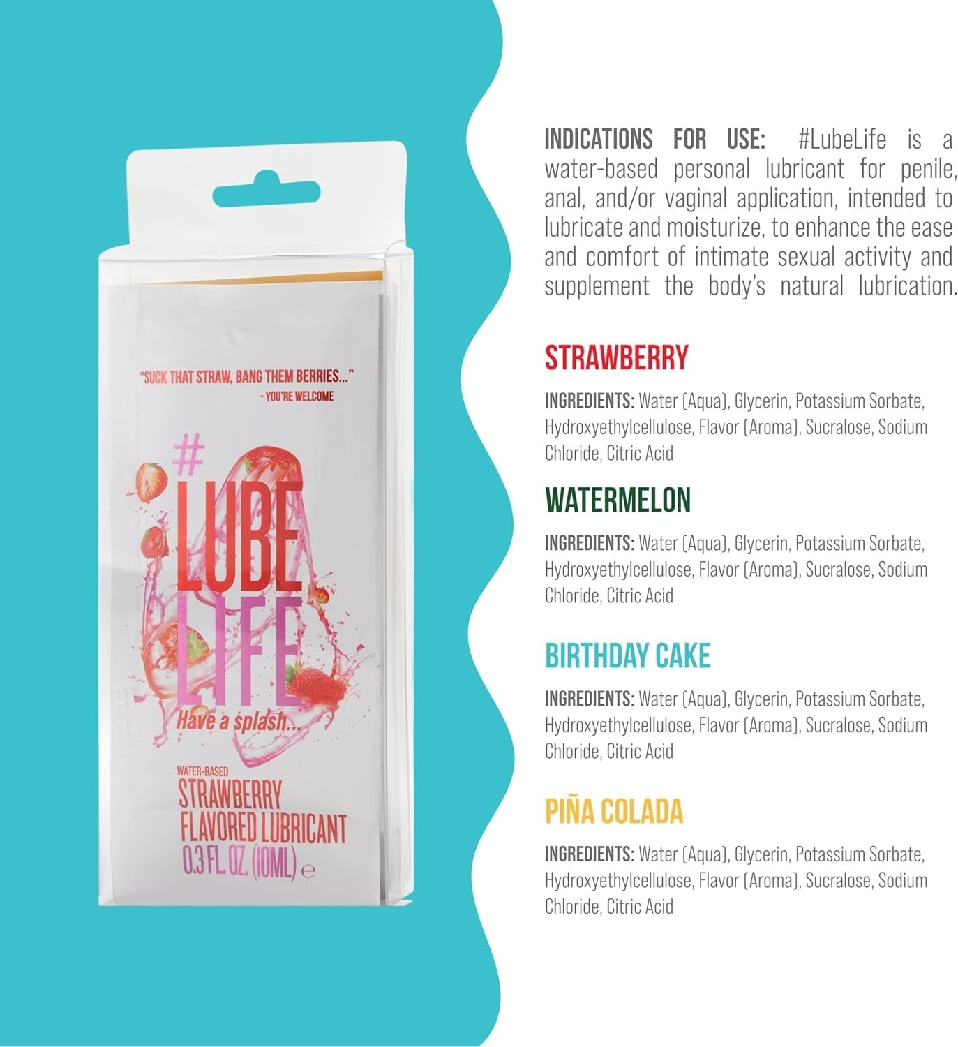 Flavors Pack, Water-Based Flavored Personal Lubricants 8 x 0.3 Oz – Strawberr…