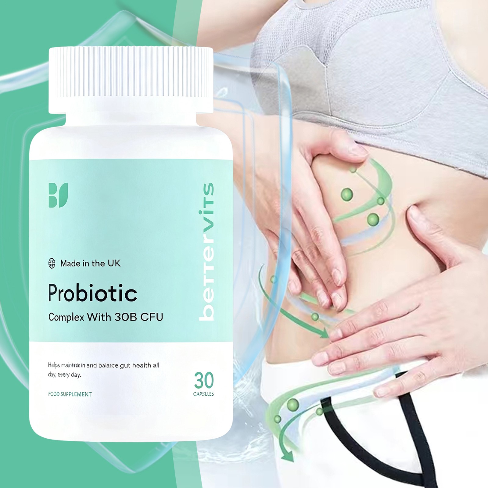Bettervits Probiotic Complex – Gut Health – 30B CFU – Best Gut Health Supplement