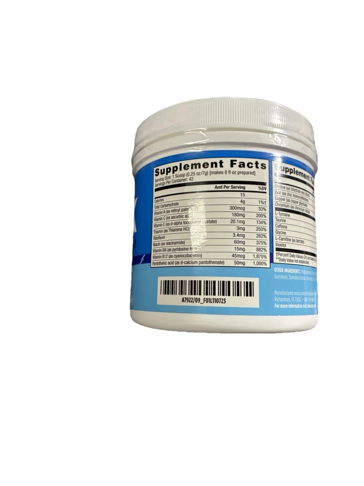 AdvoCare Spark Blue Raspberry Kit Powder Tub + 14 Stick Packs Energy Drink Mix