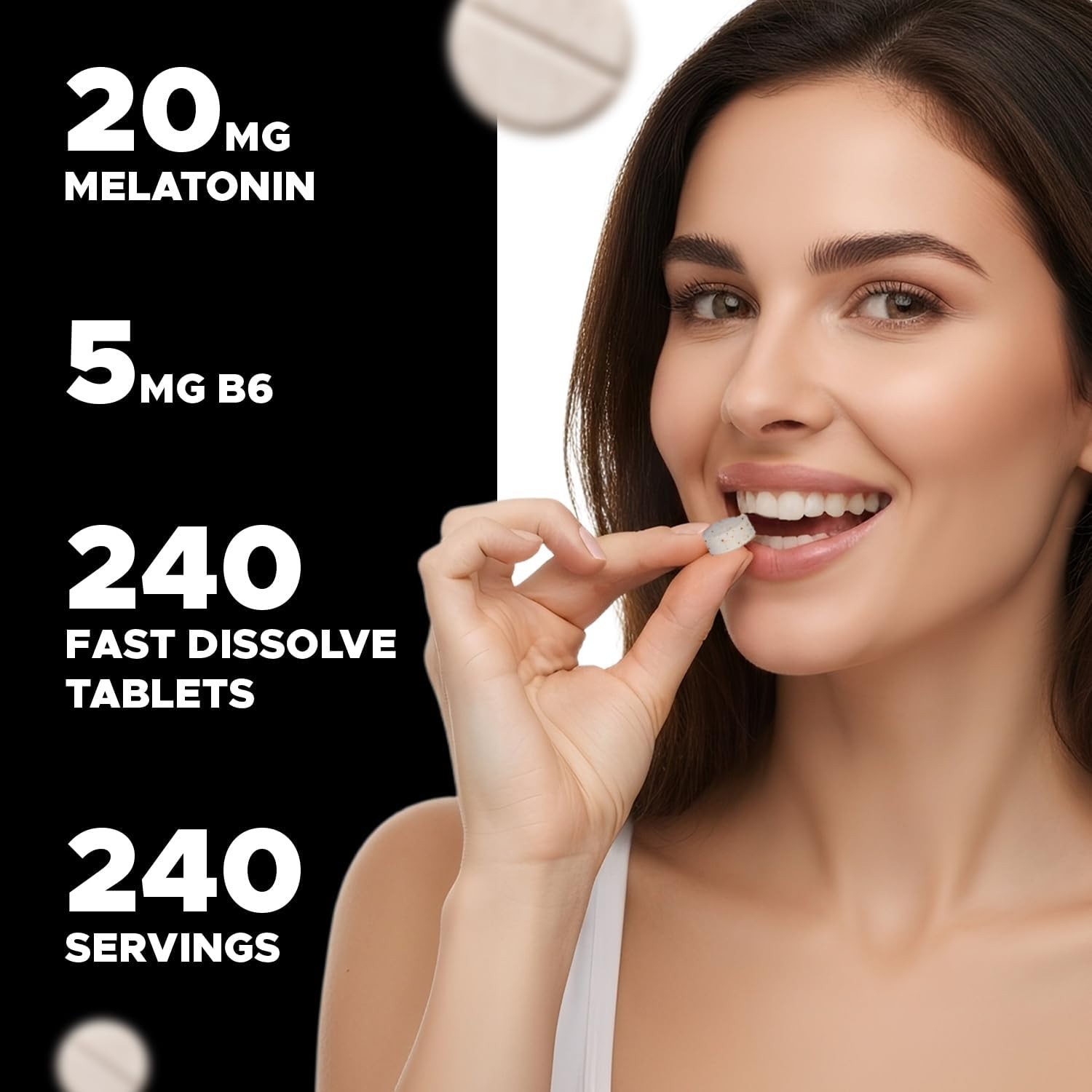 Melatonin 20mg 240 Fast Dissolve Tablets Natural Berry Flavor Non-GMO Drug-Free