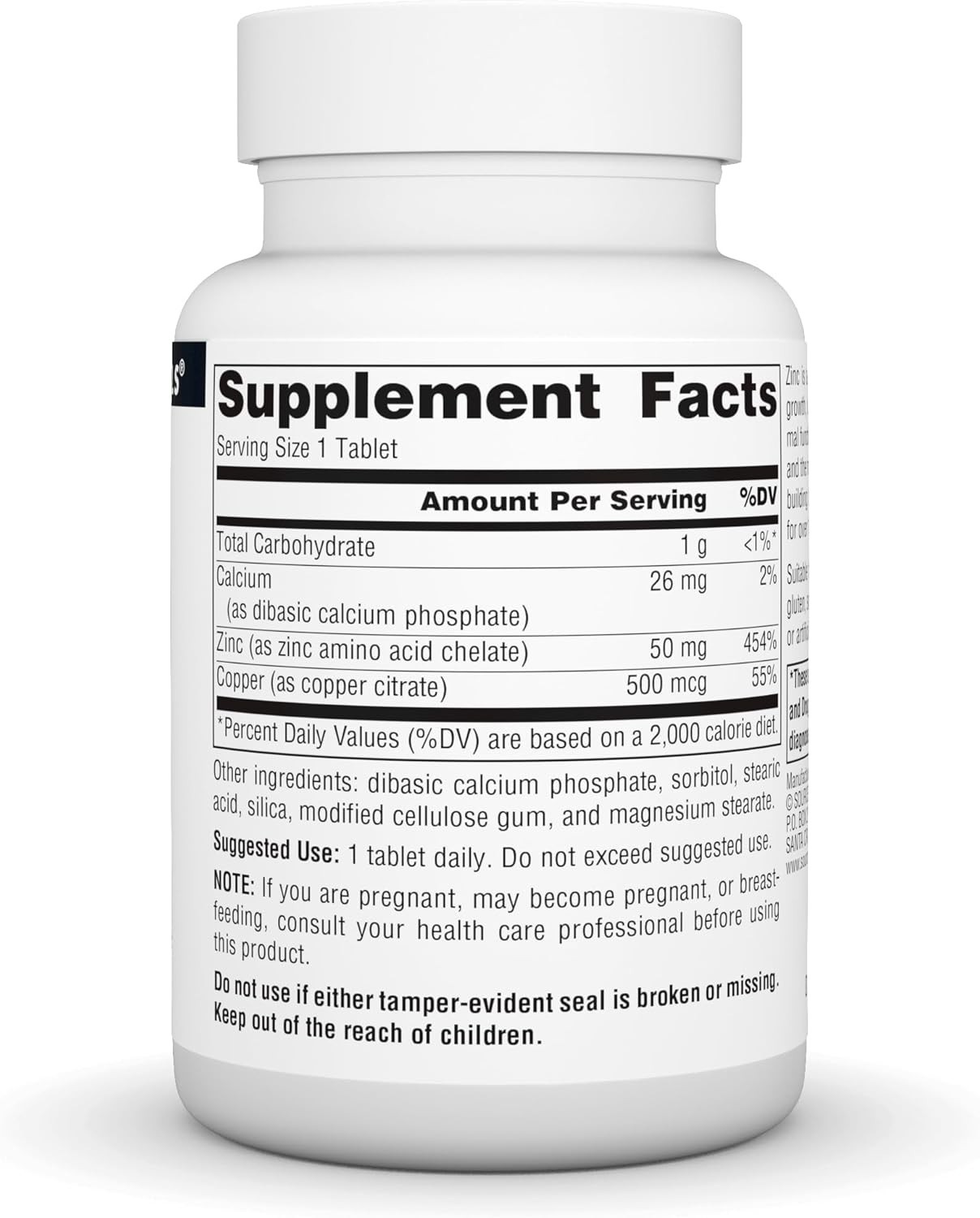 Source Naturals Zinc Amino Acid Chelate – 50mg – 100 Tablets