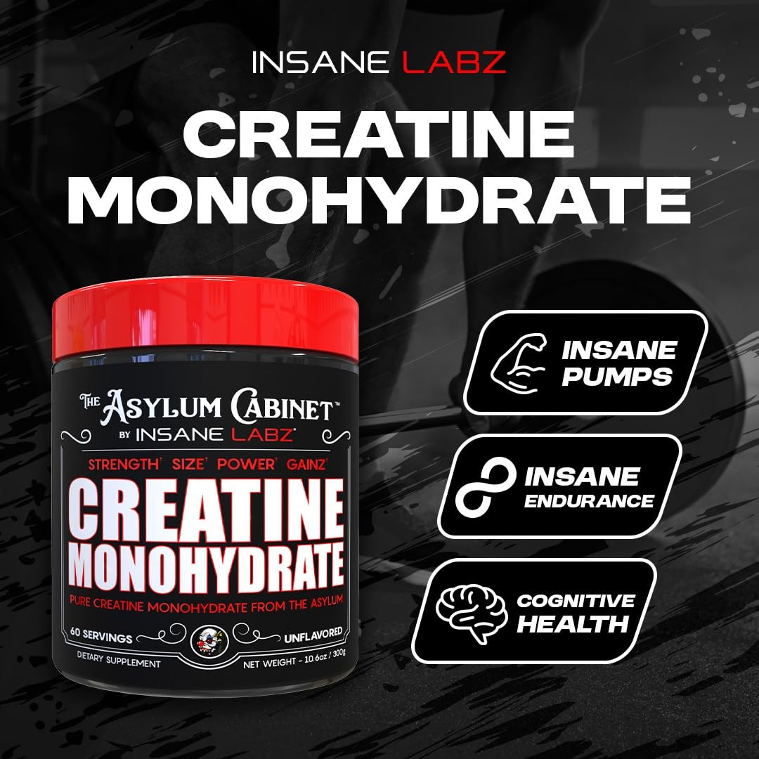 Insane Labz Creatine Monohydrate – Unflavored, 60 Servings (Pack of 1)