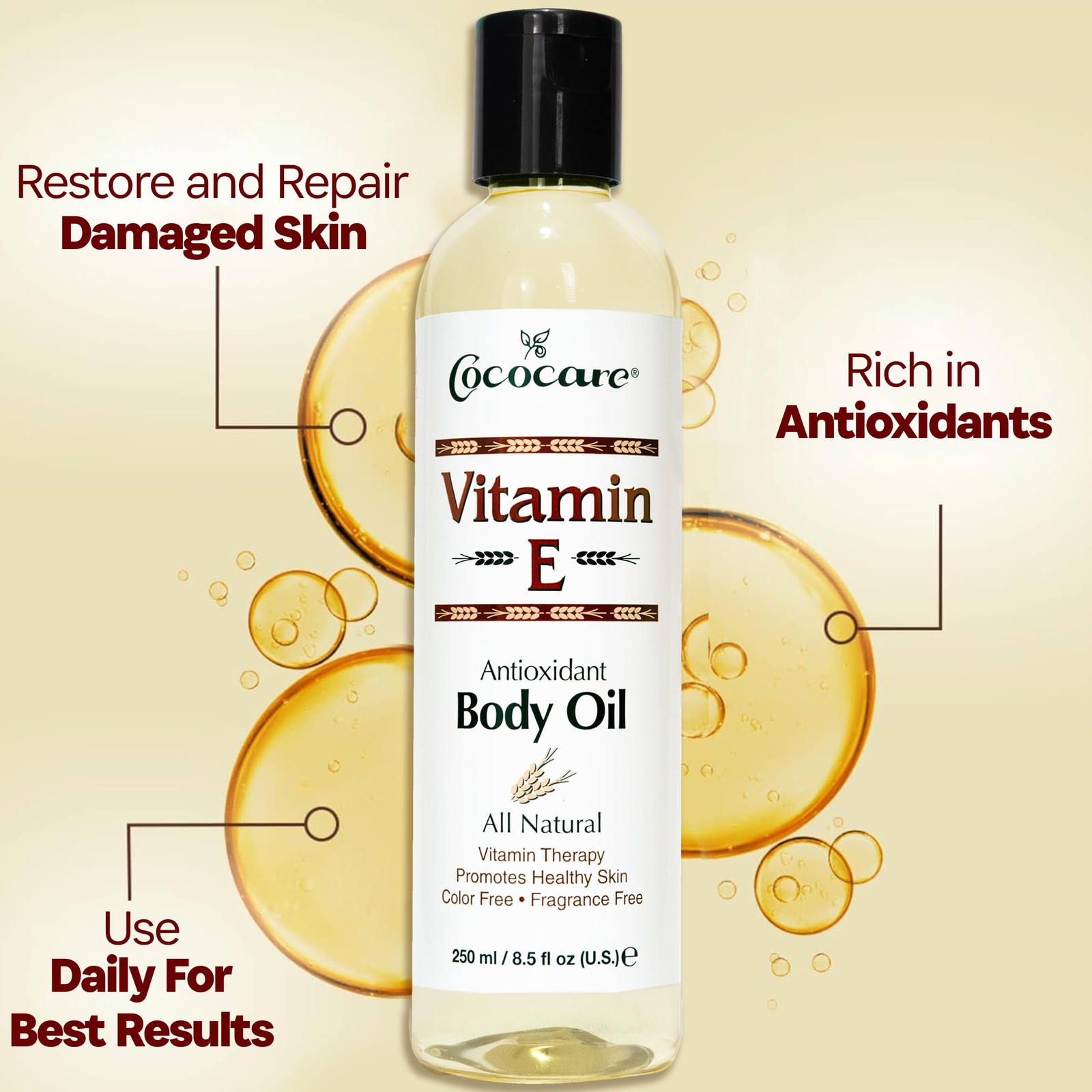 Cococare Vitamin E Antioxidant Body Oil Daily Moisturizer 8.5 Ounce