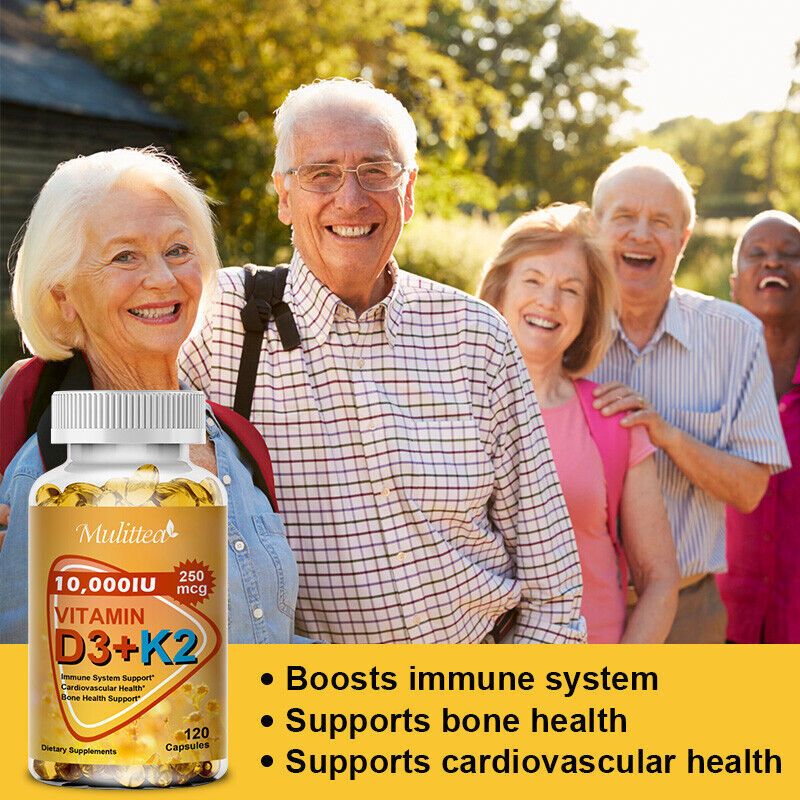 Vitamin K2 (MK7) with D3 10,000 IU Supplement, BioPerine Capsules, Immune Health