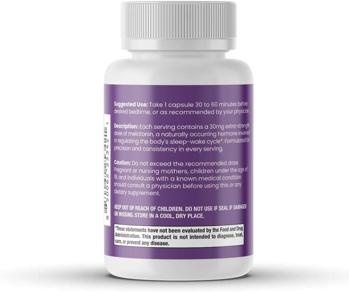 3 PACK 30mg Extra Strength Melatonin Sleep & Circadian Rhythm Support Supplement