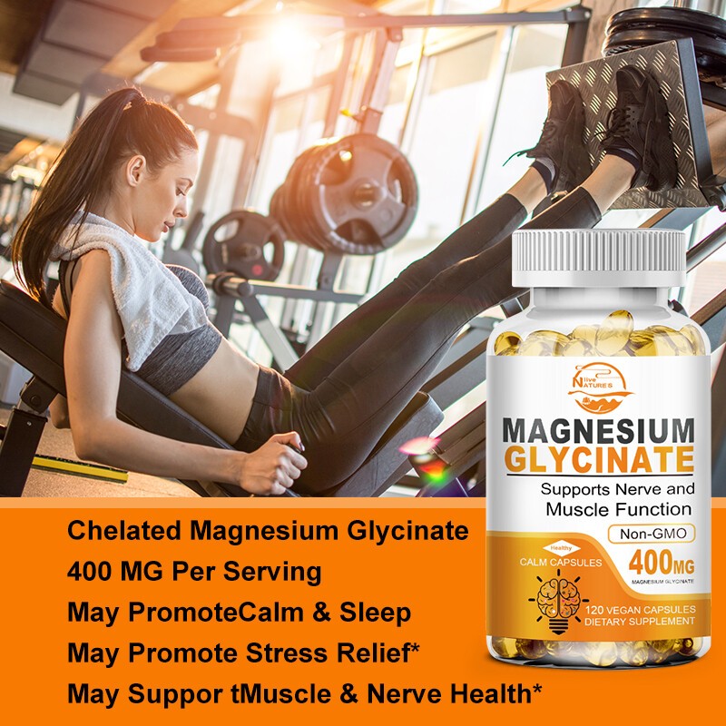Magnesium 400mg Glycinate – 120 Capsules For Sleep, Stress Relief Support Bone
