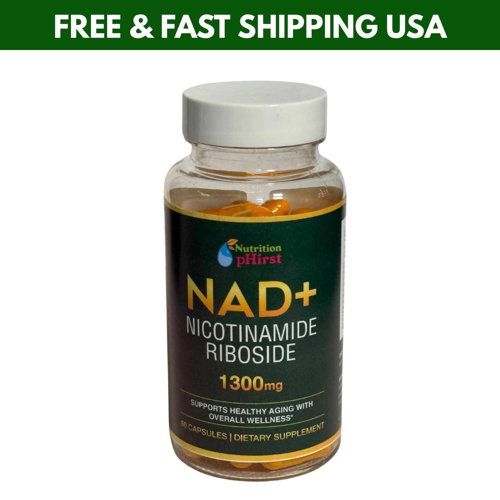 Reus Research NAD+ Nicotinamide Riboside 1300mg W/ Resveratrol 60 Caps USA