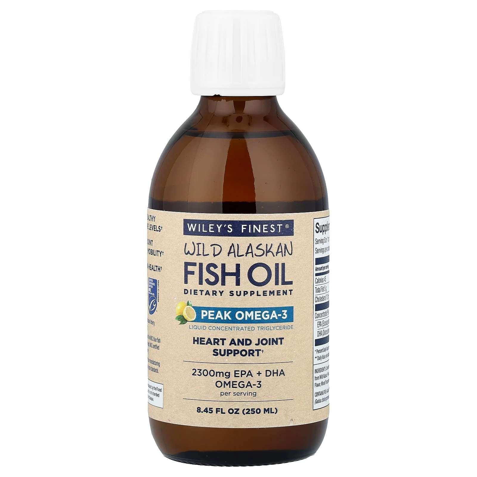 2 X Wiley’s Finest, Wild Alaskan Fish Oil, Peak Omega-3, Natural Lemon, 8.45 fl