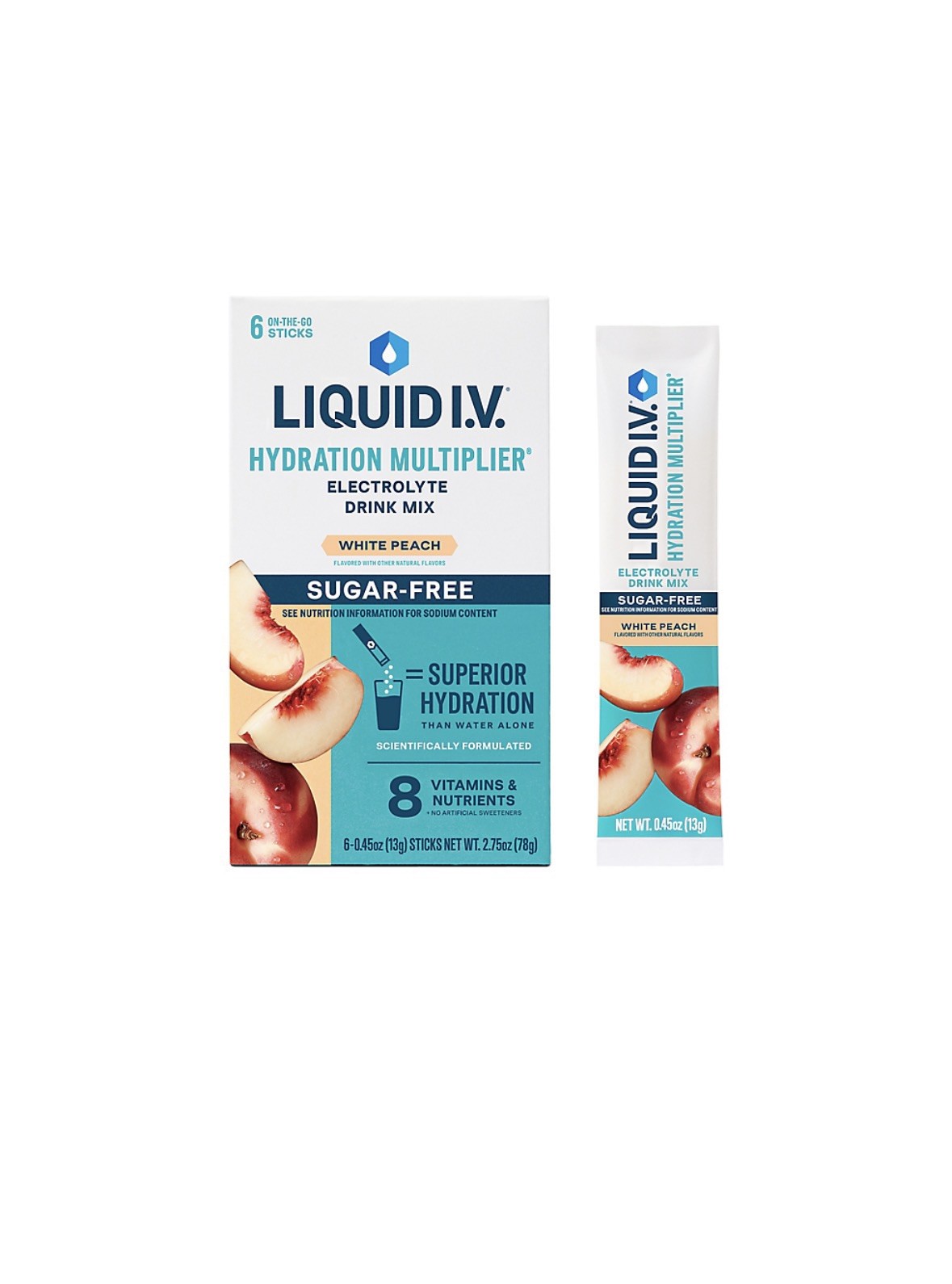 Liquid I.V. Hydration Multiplier Electrolyte Drink Mix White Peach 6 Ct