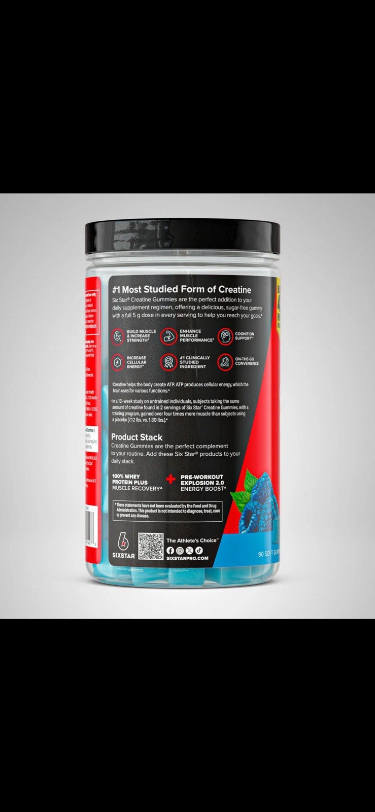 Six Star Creatine Monohydrate Gummies Sugar-Free Blue Raspberry 5g 60
