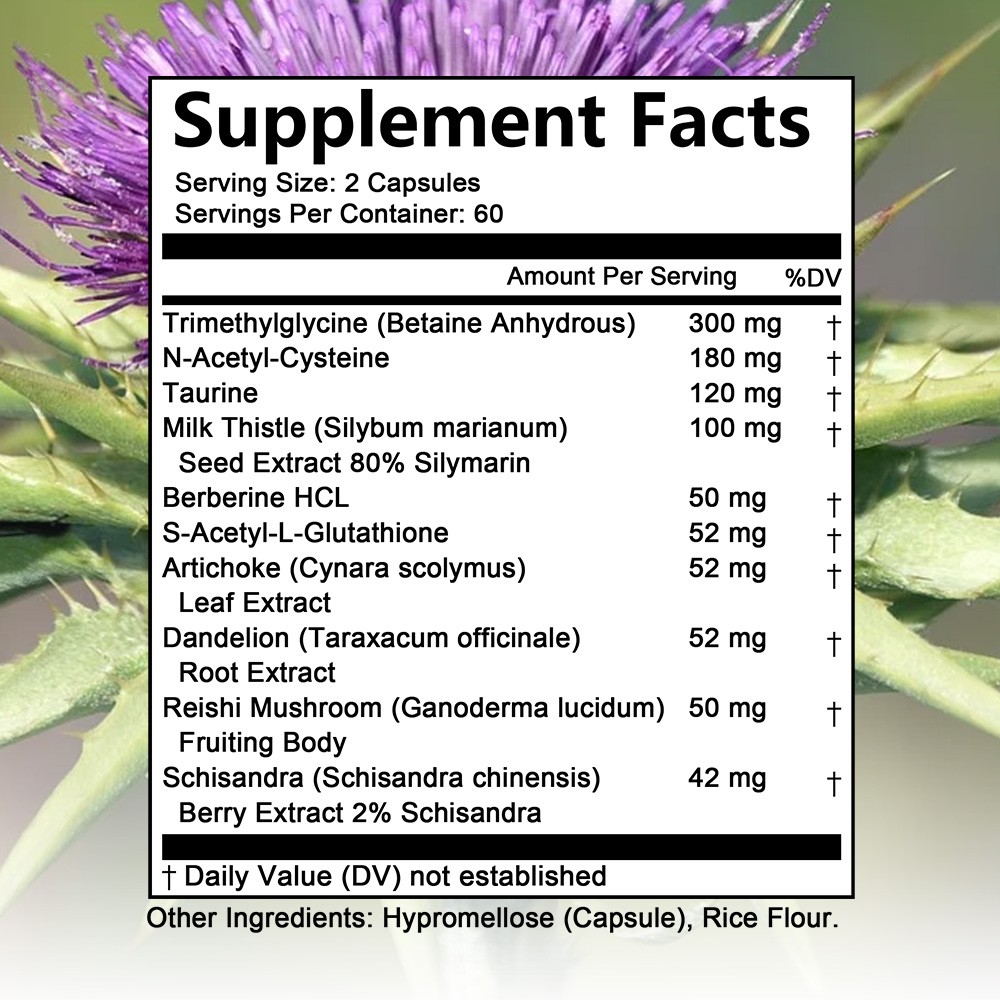 Liver Detox Supplements Improves Digestive Health Enhance Energy 120 Pills US