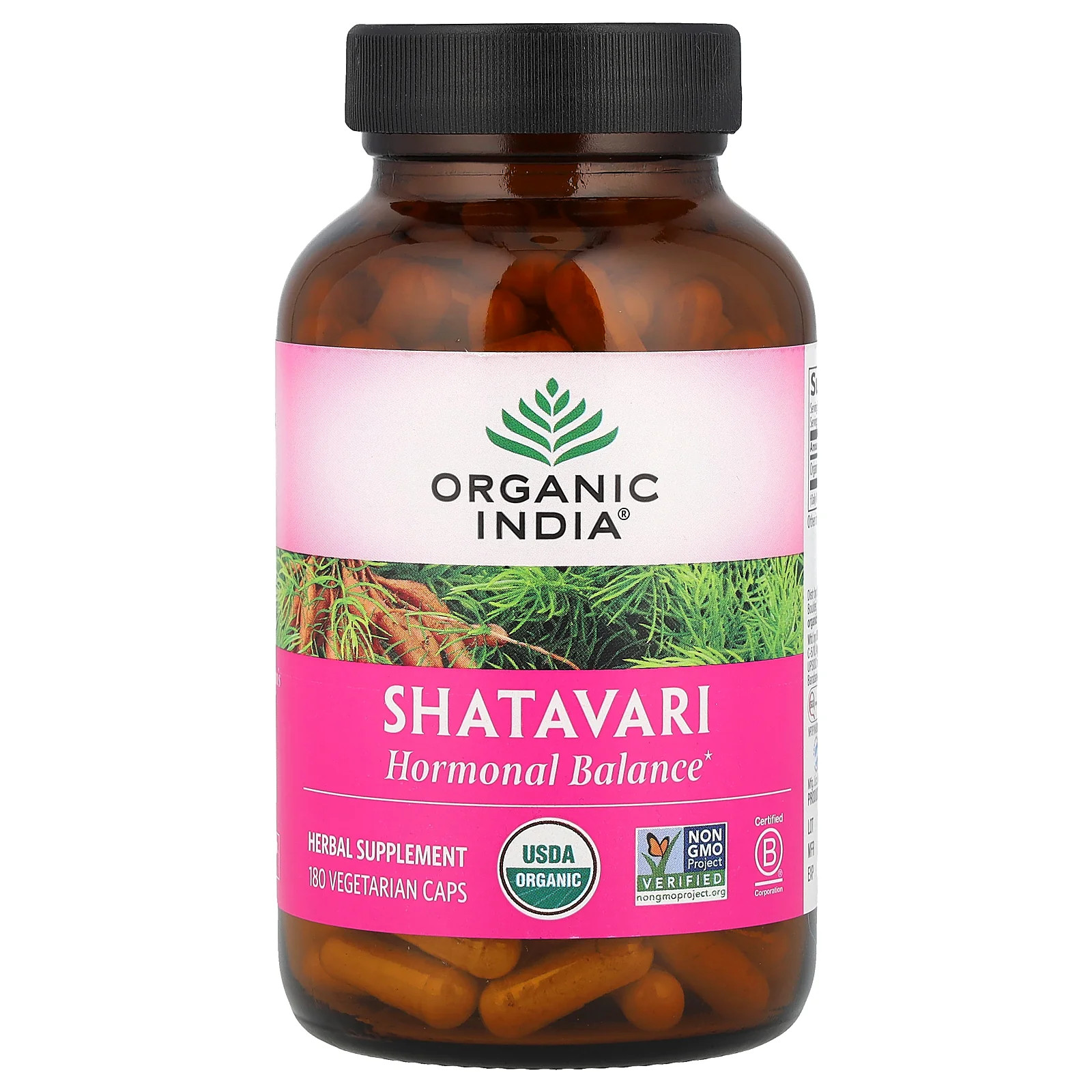 2 X Organic India, Shatavari, 180 Vegetarian Caps (400 mg per Capsule)