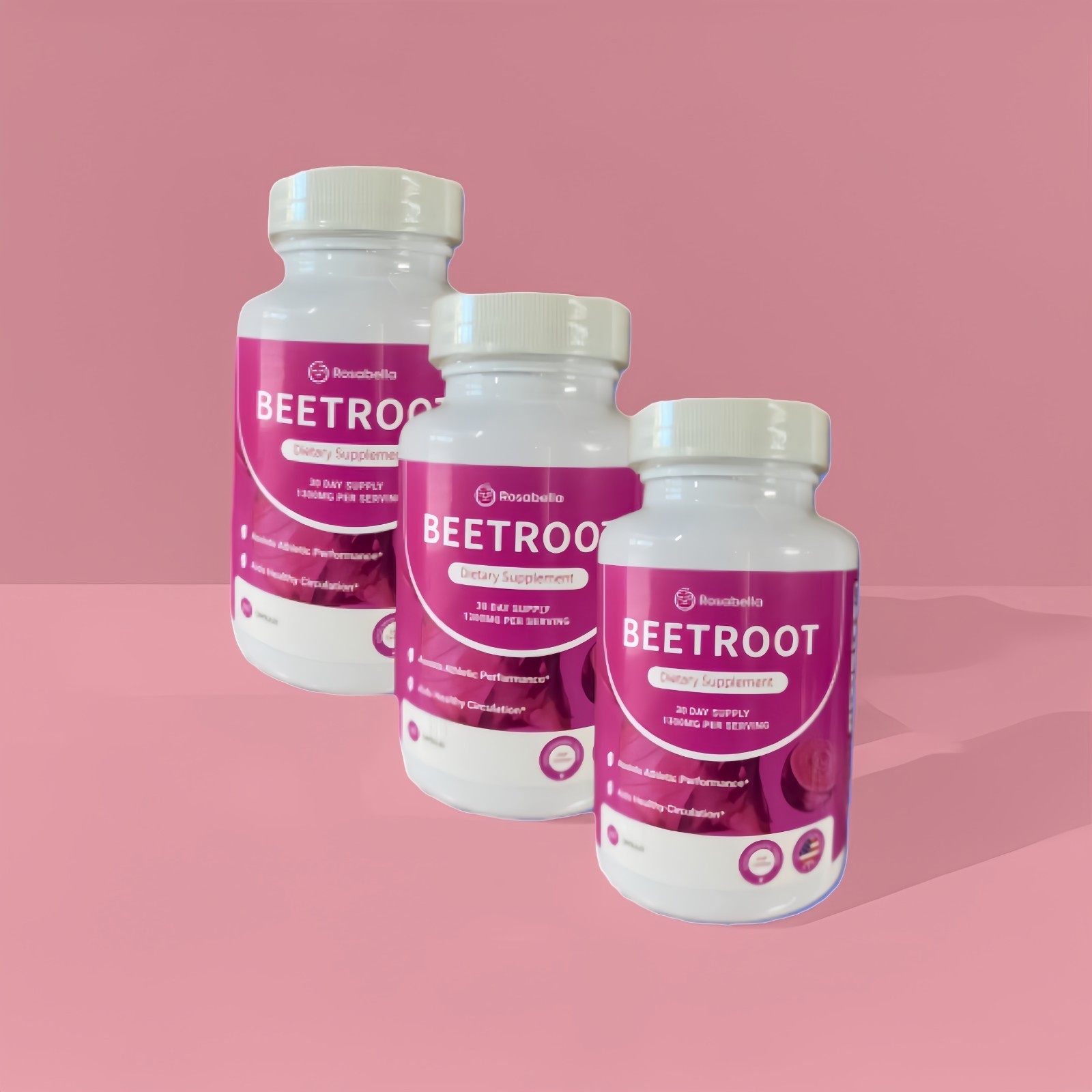 3PCS Rosabella Organic Beet Root Capsules Natural Energy Boost Blood Pressure*